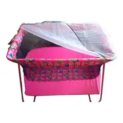 GENERICO - Cuna Corral Sencillo y Económico Para Bebe Colchoneta Rosado