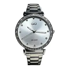 Q&Q - Reloj de moda para mujer plateado + caja