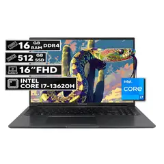ASUS - PORTÁTIL VIVOBOOK 16 INTEL CORE I7-13620H 16GB RAM 512GB SSD 16" FHD WUXGA INDIE BLACK