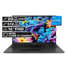 ASUS - PORTÁTIL VIVOBOOK 16 INTEL CORE I7-13620H 20GB RAM 512GB SSD 16" FHD WUXGA INDIE BLACK
