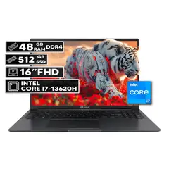 ASUS - PORTÁTIL VIVOBOOK 16 INTEL CORE I7-13620H 48GB RAM 512GB SSD 16" FHD WUXGA INDIE BLACK