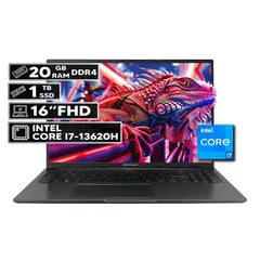 ASUS - PORTÁTIL VIVOBOOK 16 INTEL CORE I7-13620H 20GB RAM 1TB SSD 16" FHD WUXGA INDIE BLACK