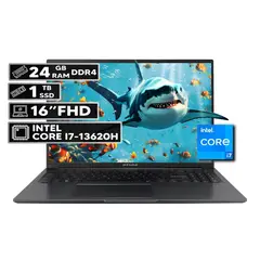 ASUS - PORTÁTIL VIVOBOOK 16 INTEL CORE I7-13620H 24GB RAM 1TB SSD 16" FHD WUXGA INDIE BLACK