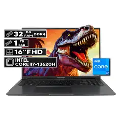 ASUS - PORTÁTIL VIVOBOOK 16 INTEL CORE I7-13620H 32GB RAM 1TB SSD 16" FHD WUXGA INDIE BLACK