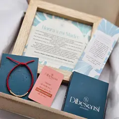 DIBESENSI JOYERIA - KIT BENDICION A MAMA+PULSERA TEJIDA EN BALINES ORO LAMINADO