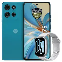 MOTOROLA - Celular Moto G75 5G 256GB /8GB Azul + Watch 5 Active Slv