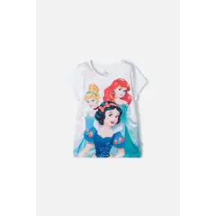 DISNEY - Camiseta de Princesas blanca manga corta para niña