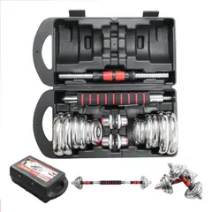 GENERICO - Kit Mancuernas Pesas 20 Kilos Cromada + Estuche Gym