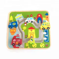 GENERICO - Laberinto Didactico de madera con carros deslizables niños