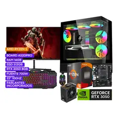 JANUS - COMPUTADOR PC GAMER R5 4600G 3,7GHZ RTX 3050 8GB 16 GB RGB/512 22" FHD 100Hz