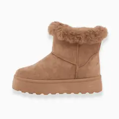 CALZADO ADRENALINA - Bota beige con peluche mocca