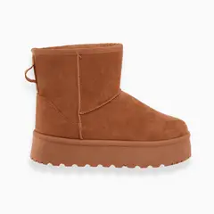CALZADO ADRENALINA - Bota café corta con plataforma latte
