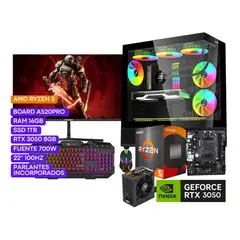 JANUS - COMPUTADOR PC GAMER R5 4600G 3,7GHZ RTX 3050 8GB 16 GB RGB/1 TB SSD 22" 100Hz