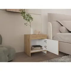 RTA DESIGN - Mesa de Noche Tutto Macadamia y Blanco Duqueza