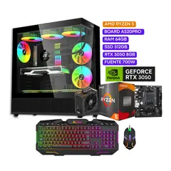 JANUS - COMPUTADOR PC GAMER RTX 3050 8GB R5 4600G 3,7GHZ 64 GB RGB/512 BOARD A520PRO