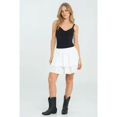 RAGGED - Falda corta algodon Blanco crudo