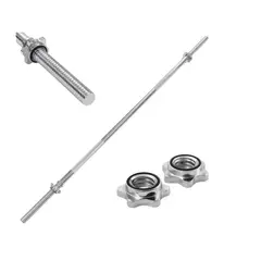 SPORTFITNESS - Barra Cromada 150 Cm Para Pesas Con Rosca Segura Resistencia