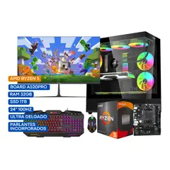 JANUS - COMPUTADOR PC GAMER AMD RYZEN 5 4600G 3,7GHZ 32GB RGB/1 TB A520PRO 24" 100Hz