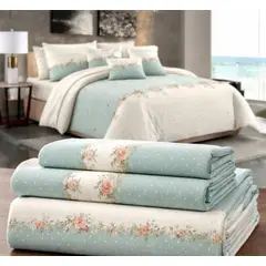 SIRENITAS - Juego de sabanas Cama Queen Verde Menta Nataly