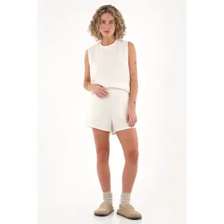 TOPMARK - Short de tela con textura crudo de acabado suave para mujer con acabado suave