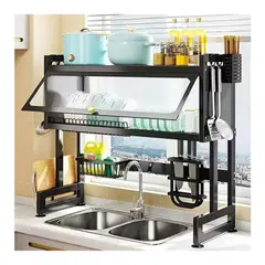 GENERICO - Organizador Y Escurridor Platos Loza Con Tapa Color Negro 85 Cms