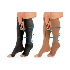 GENERICO - Medias Zip Sox Compresión Anti Varices Cremallera Negro
