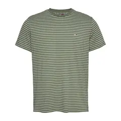 TOMMY HILFIGER - Camiseta verde de rayas y corte slim Tommy Jeans