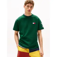 TOMMY HILFIGER - Camiseta verde amplia Hilfiger con logo trasero