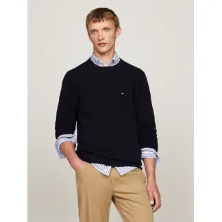 TOMMY HILFIGER - Saco azul de punto texturizado y cuello redondo