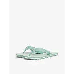 TOMMY HILFIGER - Sandalias verde de tejido trenzado con logo y rayas