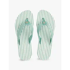 TOMMY HILFIGER - Sandalias verde de tejido trenzado con logo y rayas