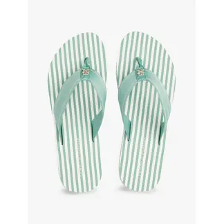 TOMMY HILFIGER - Sandalias verde de tejido trenzado con logo y rayas