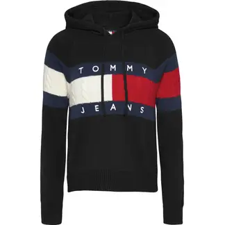 TOMMY HILFIGER - Buzo negro con capota y logo Tommy Jeans