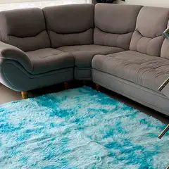 MY HOME STORE - Tapete Terciopelo Azul Blanco Claro
