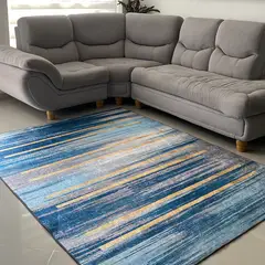 MY HOME STORE - Tapete-Tipo-Persa-Rayas- Tonos Azules
