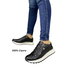EVEGONZ - Tenis Deportivo en Cuero Zapato Confortable de Moda Femenina
