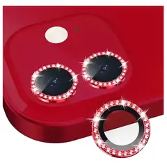 GENERICO - Protectores Cámara Lente Compatible Con iPhone 11 y 12 Mini Rojo