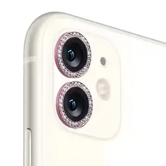 GENERICO - Protector Cámara Vidrio Aro Compatible iPhone 11 y 12 Mini Rosa