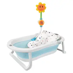 HAPPY BABY - Bañera Bebé Con Cojín Y Termómetro Hawai Plus Azul