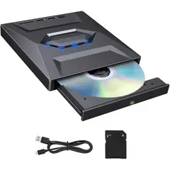 GENERICO - Unidad Quemadora Externa 5 En 1 Cd, Dvd-rw Sd Usb C Portable