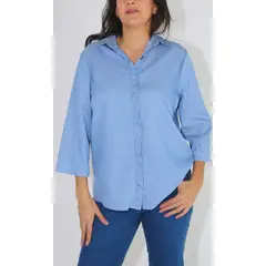 L Y H - Blusa Para Mujer Manga 34 Celeste Marca L&H