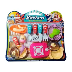 GENERICO - Kit De Utencilios Cocina Sarten Cubierto Juguete Niñas