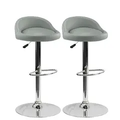 DIMATEX LEON - 2 Sillas Bar Butaco Alta Giratoria Barra Bar Cocina Refsantana CromadoGris