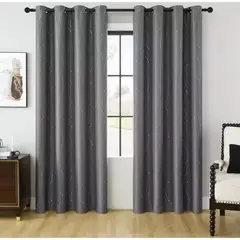 ONE PIXEL - Cortina Blackout Un Paño 132x214cm Aislante Color Gris Con Diseño