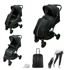 BABY ON - Coche Maleta de bebé Tureli + Cubrepies Negro