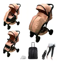 BABY ON - Coche Maleta de bebé Tureli + Cubrepies Salmon