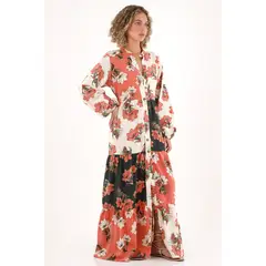 TOPMARK - Vestido largo estampado cuello neru para mujer