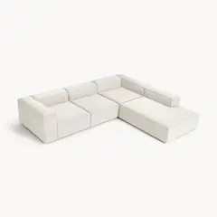 GENERICO - SOFÁ EN L ESQUINERO MODULAR COLOR BLANCO EN TELA ANTIFLUIDOS Y PET FRIENDLY