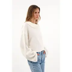 TOPMARK - Buzo manga larga amplia crudo para mujer