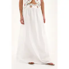 TOPMARK - Falda larga con flores en pretina crudo para mujer